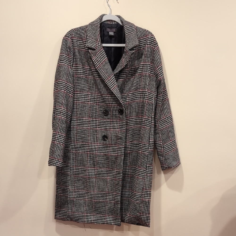 Sans Souci Classic Black and White Plaid Pea Coat